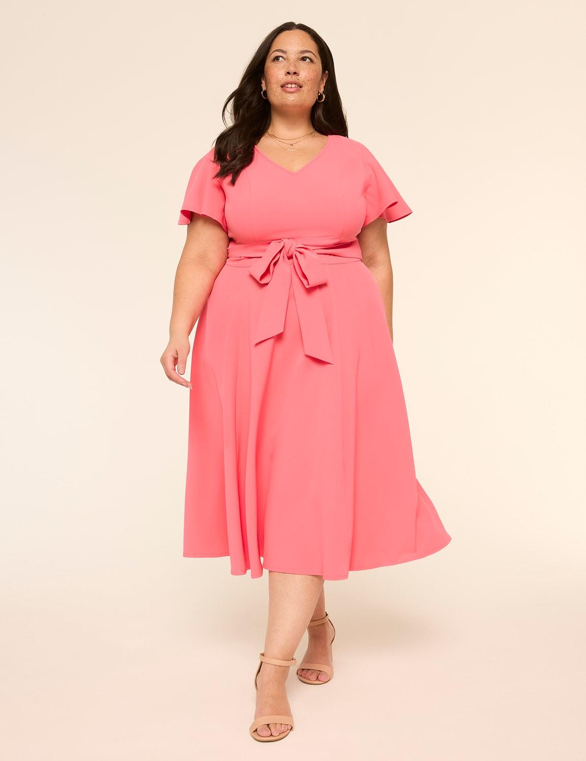 lena v-neck level-hem midi dress