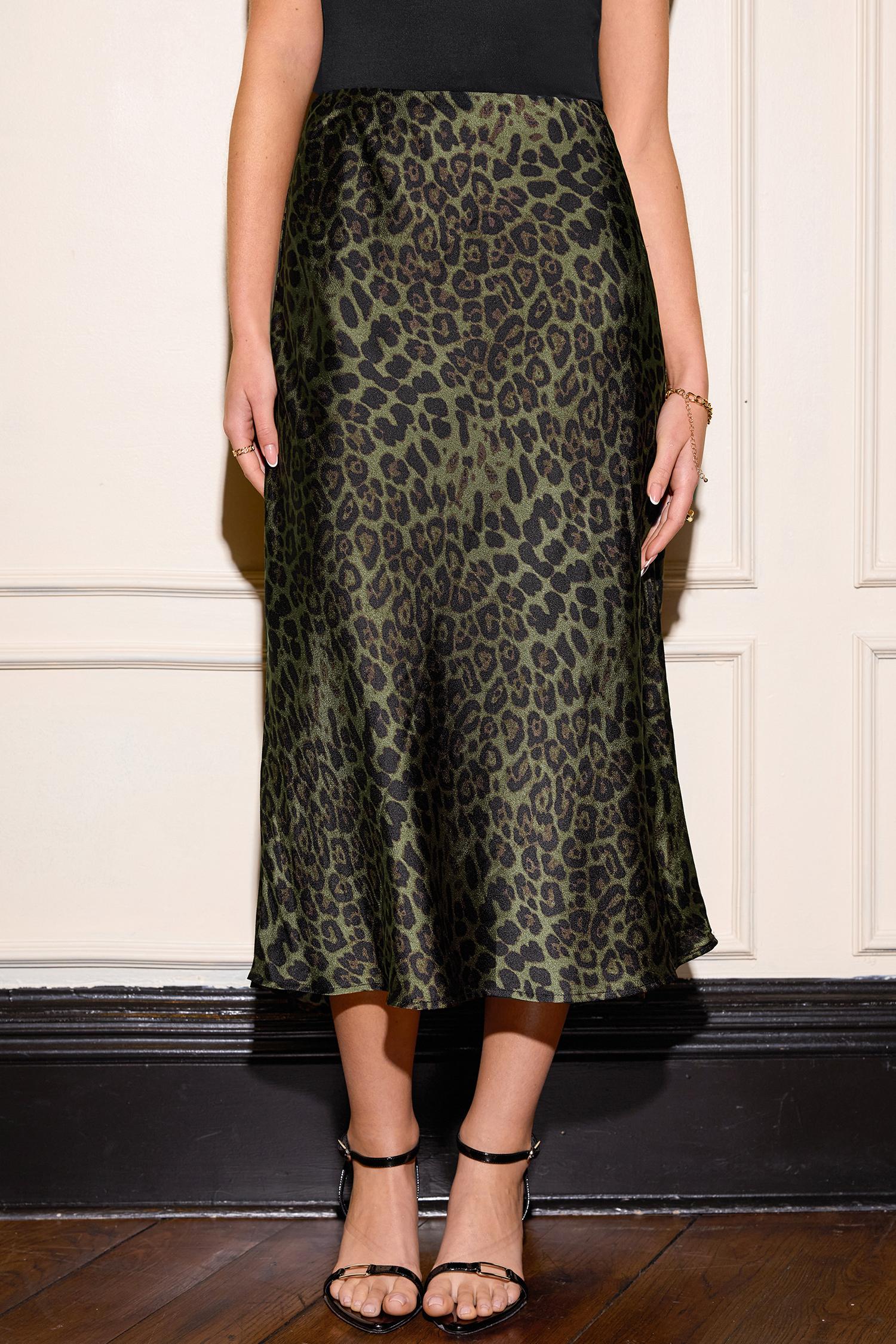 leopard print high waist skirt - l