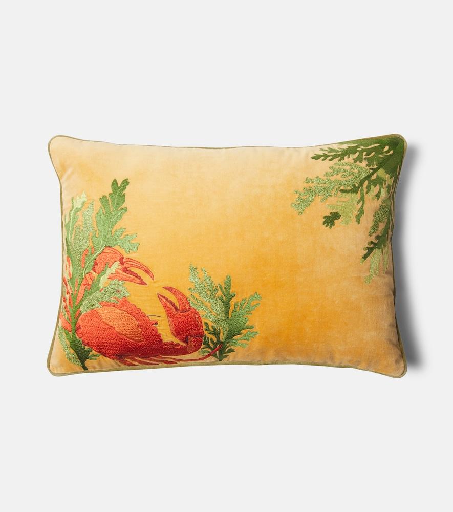 les-ottomans embroidered cotton velvet cushion