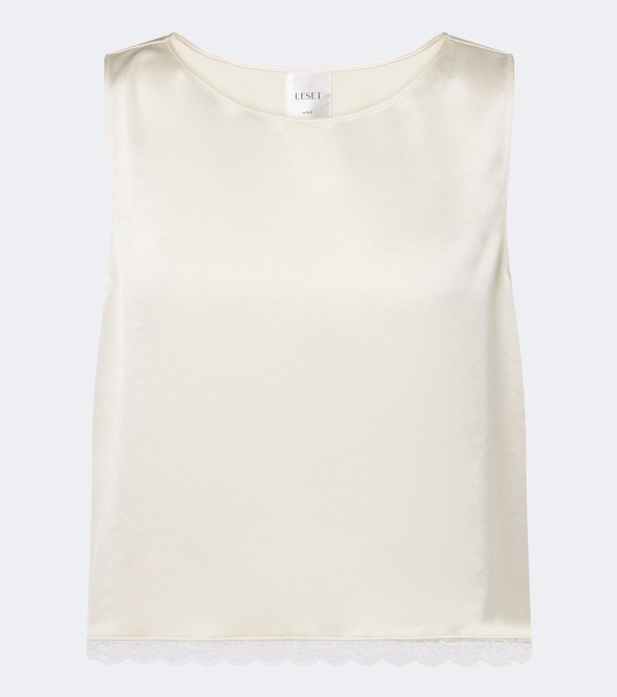 leset barb lace-trimmed satin crop top
