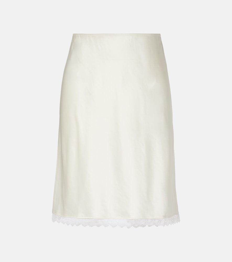 leset barb lace-trimmed satin slip skirt
