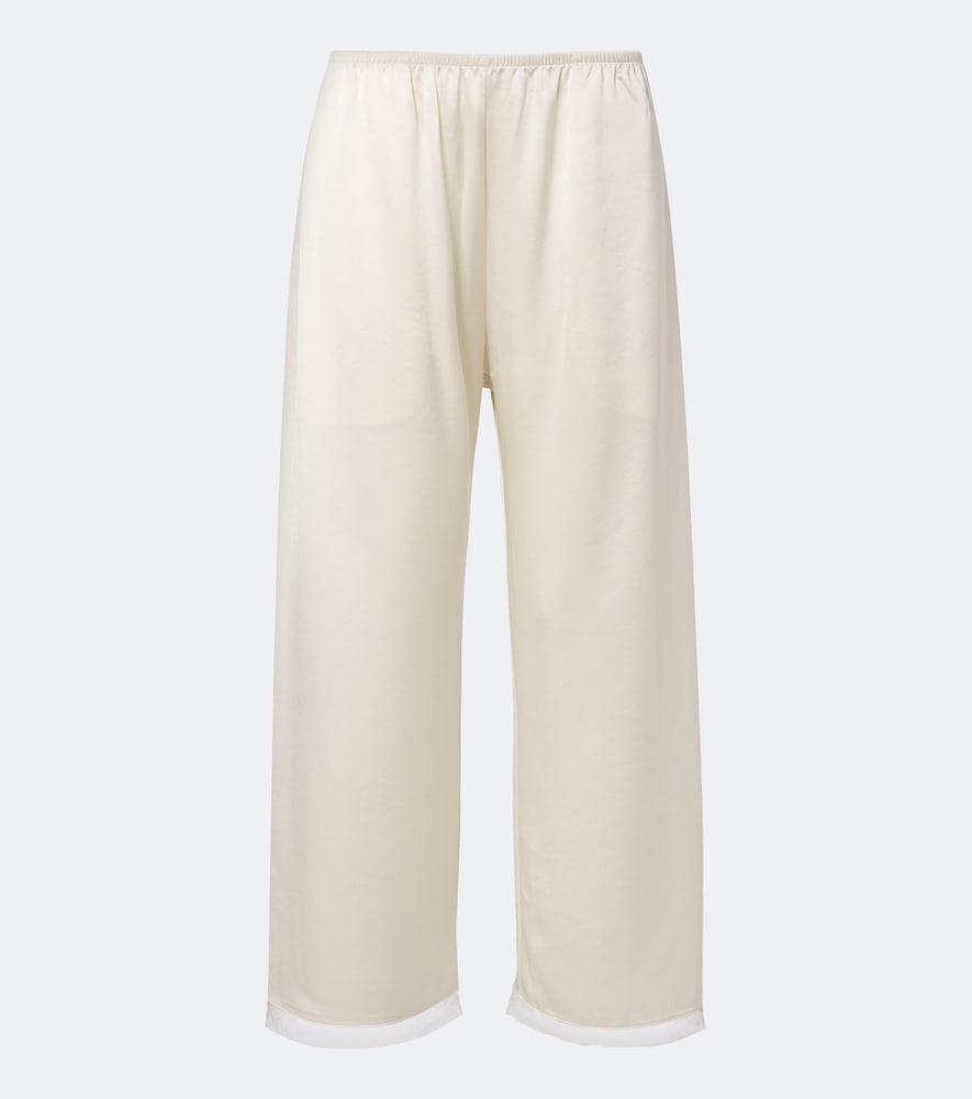 leset barb lace-trimmed satin wide-leg pants