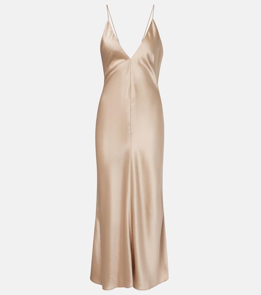 leset barb satin slip dress