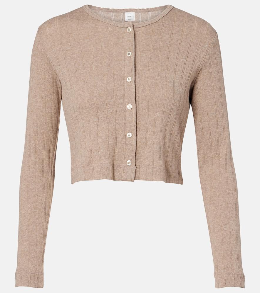 leset cropped pointelle cotton cardigan