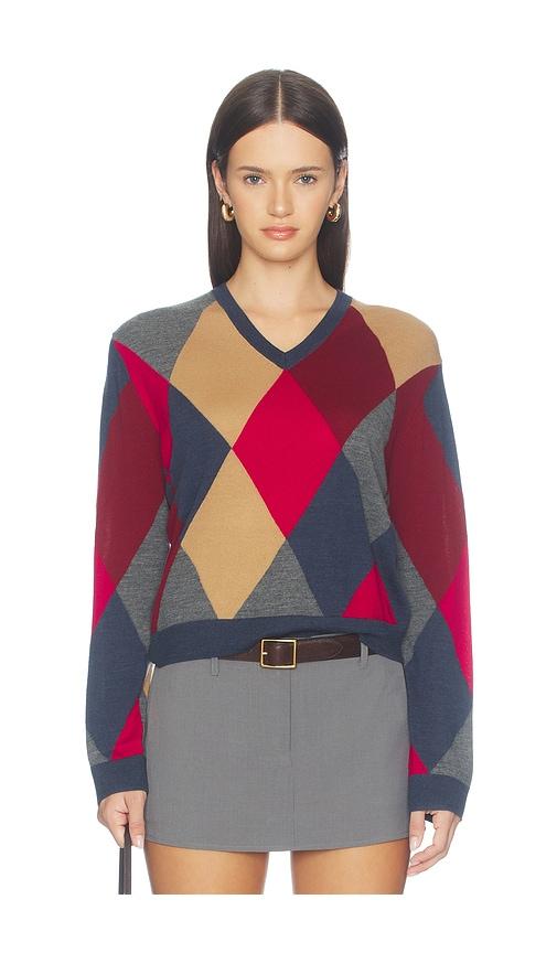 leset james argyle classic v neck pullover in multi. - size l (also in m, s, xs)