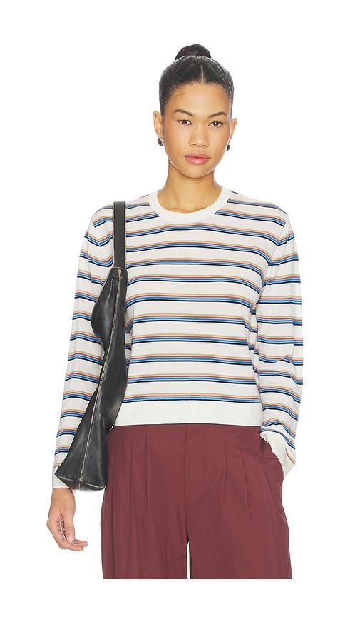 leset james stripe classic crew in cream,blue. - size s (also in xs)