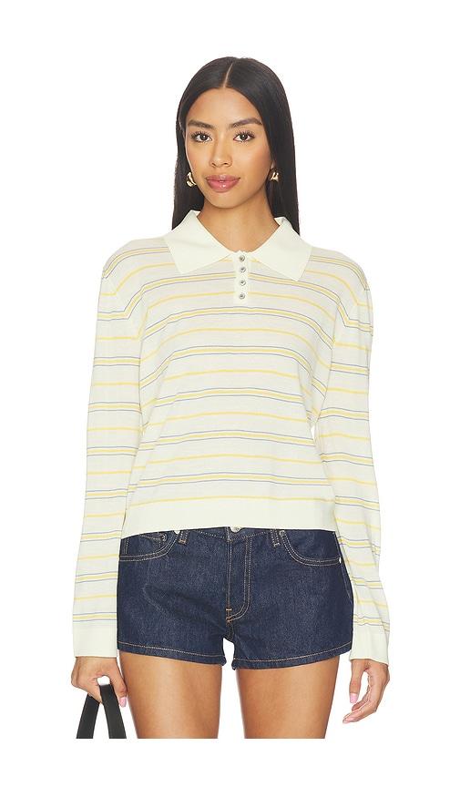 leset james stripe polo in lemon. - size l (also in xs, m)