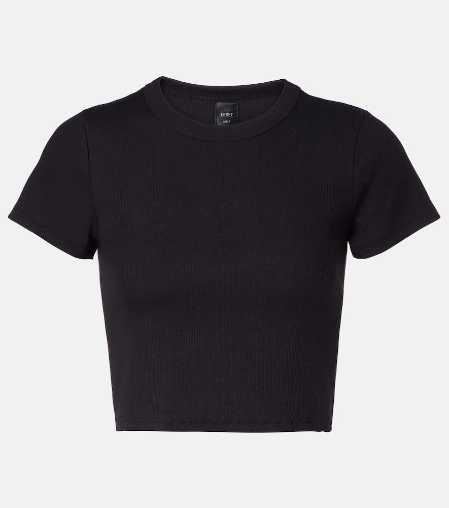 leset kelly cropped cotton-blend jersey t-shirt
