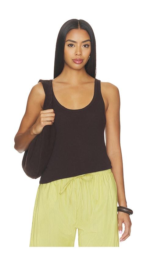 leset laura scoop neck tank in chocolate. - size l (also in xs, s, m, xl)