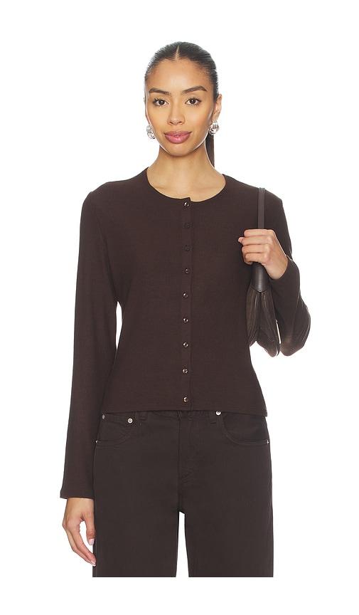 leset lauren classic cardigan in chocolate. - size s (also in xs)