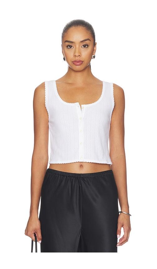 leset pointelle button down tank in white. - size m (also in s, xl)