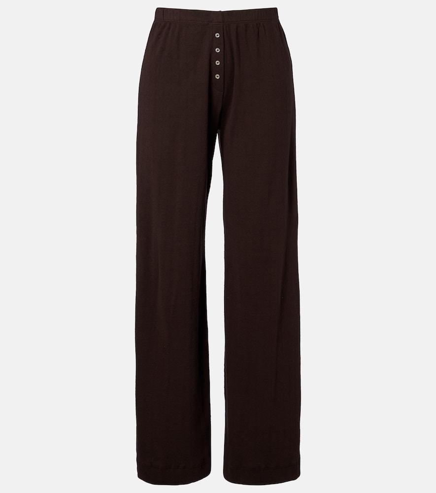 leset pointelle cotton wide-leg pants