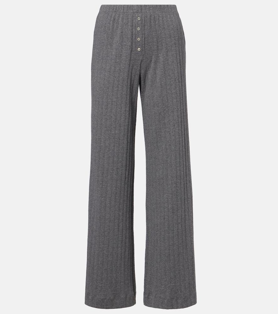 leset pointelle cotton wide-leg pants