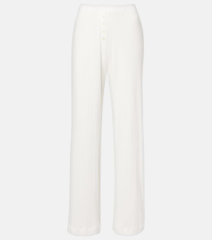 leset pointelle cotton wide-leg pants