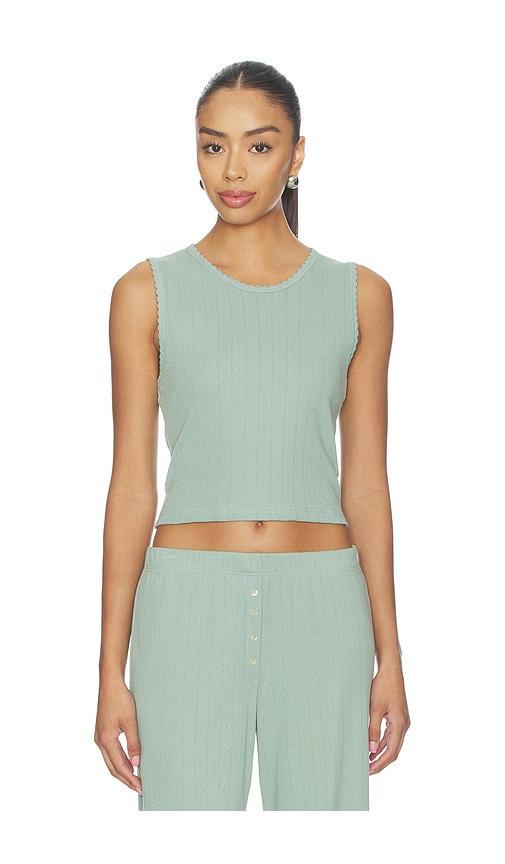 leset pointelle sleeveless crew in teal. - size l (also in xs, s, m, xl)