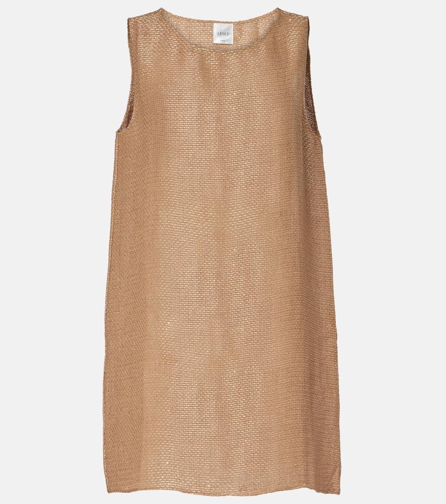 leset stella sequined linen-blend minidress
