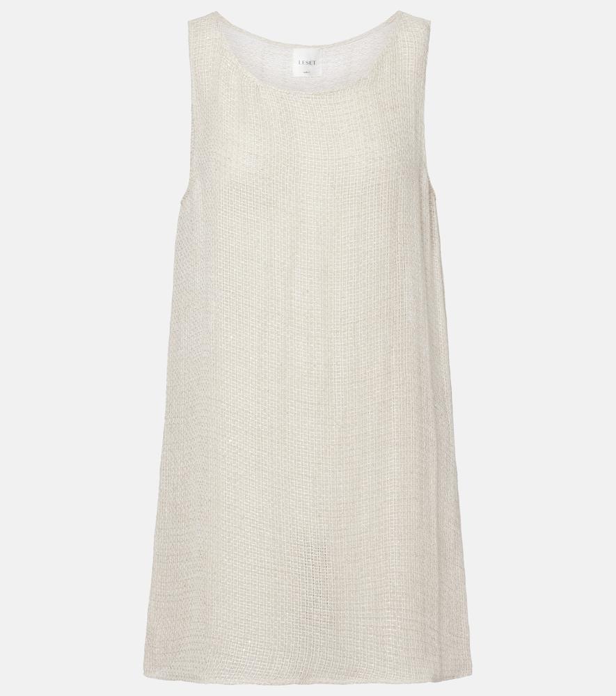 leset stella sequined linen-blend minidress