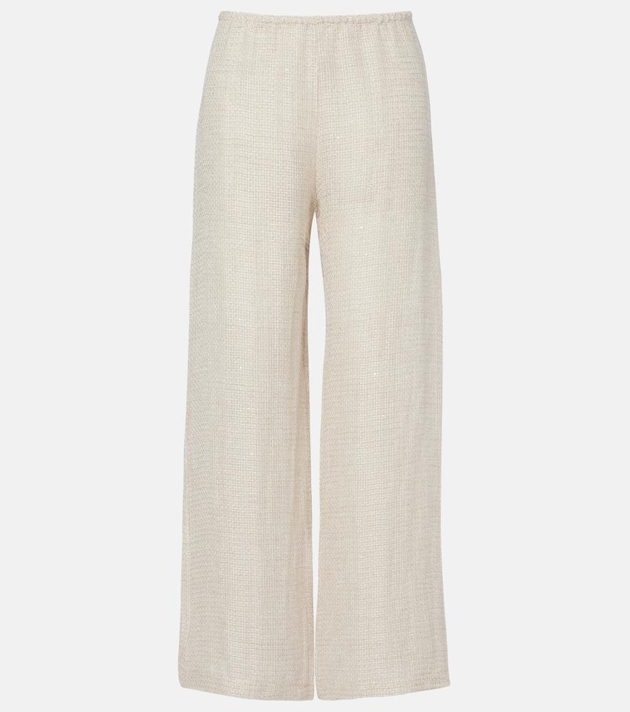 leset stella sequined linen-blend wide-leg pants
