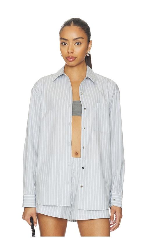leset yoshi stripe classic button down in grey. - size l (also in m)