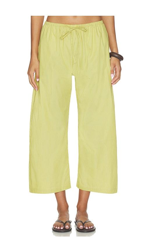 leset yoshi stripe crop drawstring pant in lemon. - size s (also in xl)