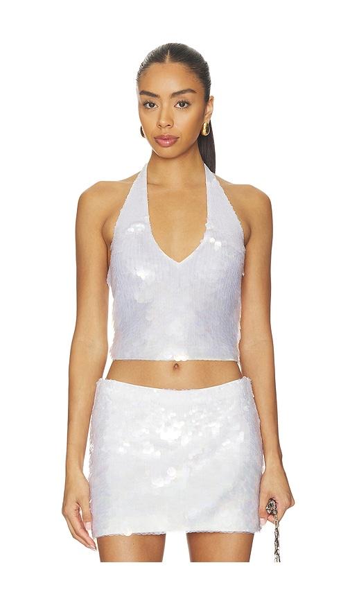 leslie amon angel halter top in white. - size l (also in m, s, xs)
