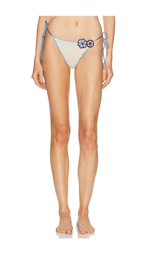 leslie amon ava hibiscus crochet bikini bottom in white. - size l (also in xs, m)