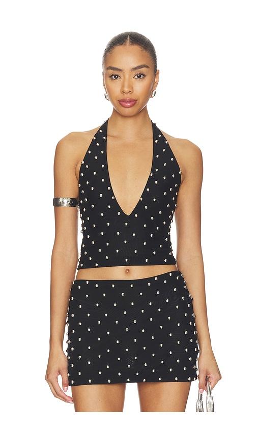 leslie amon cabochon halter top in black. - size l (also in m, s, xl, xs)