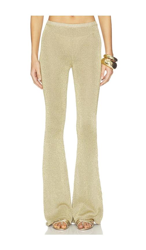 leslie amon dore pant in metallic gold. - size m (also in s, xl, xs)