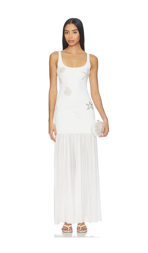 leslie amon flow white maxi dress in white. - size l (also in s)
