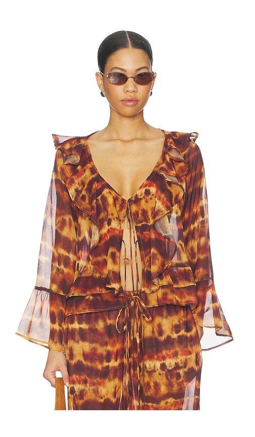 leslie amon olivia top in brown. - size l (also in s, xs, m)