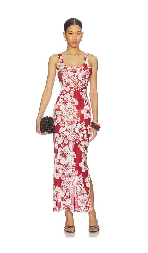 leslie amon roselle mesh dress in red. - size l (also in xl)