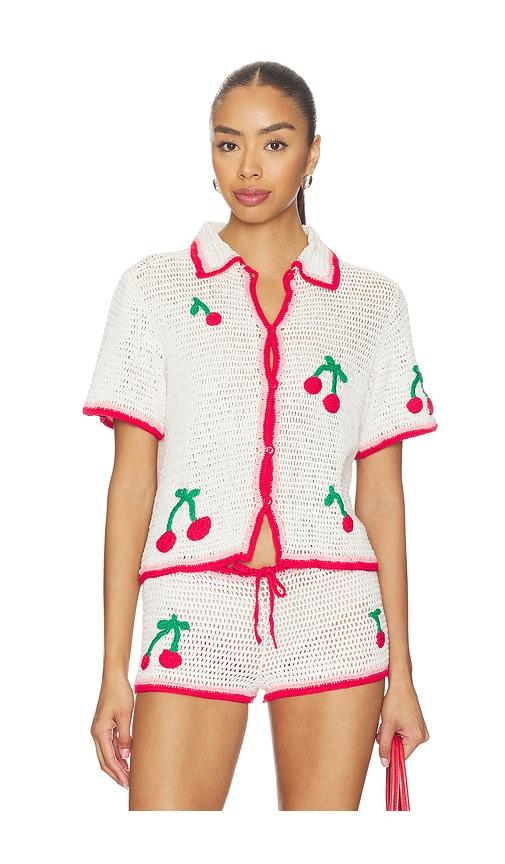 leslie amon ruby crochet shirt in white. - size l (also in m, s, xl)