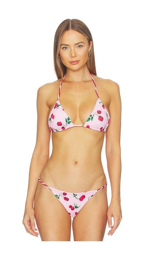 leslie amon ruby twisted bikini top in pink. - size l (also in xs, s, m)