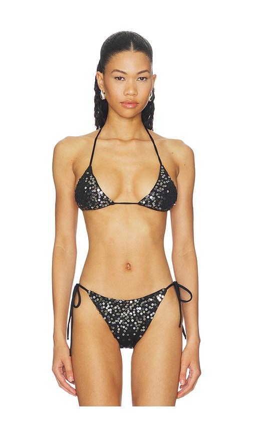 leslie amon scorpio bikini top in black. - size l (also in xs, s, m)