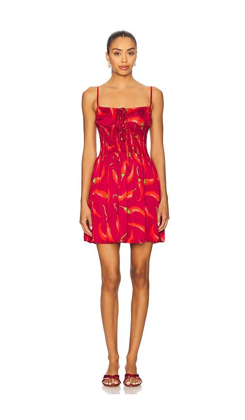 leslie amon slip corset mini dress in red. - size l (also in xs, s, m, xl)