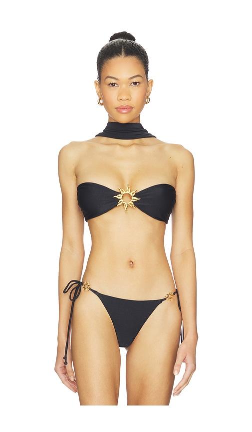 leslie amon sun bandeau neck bikini top in black. - size m (also in s, xs, xl)