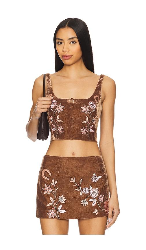 leslie amon x revolve desert top in brown. - size m (also in s)