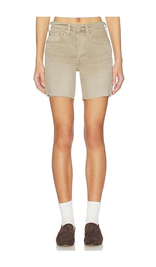 levi's 501 mid thigh short in taupe. - size 25 (also in 26, 27, 28, 29, 30, 31)
