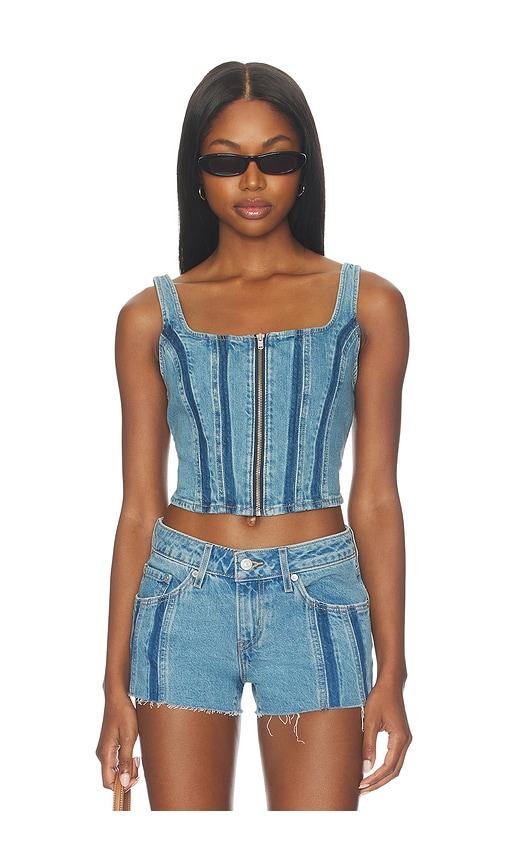 levi's seamed zip bustier in blue. - size l (also in xs, s, m)