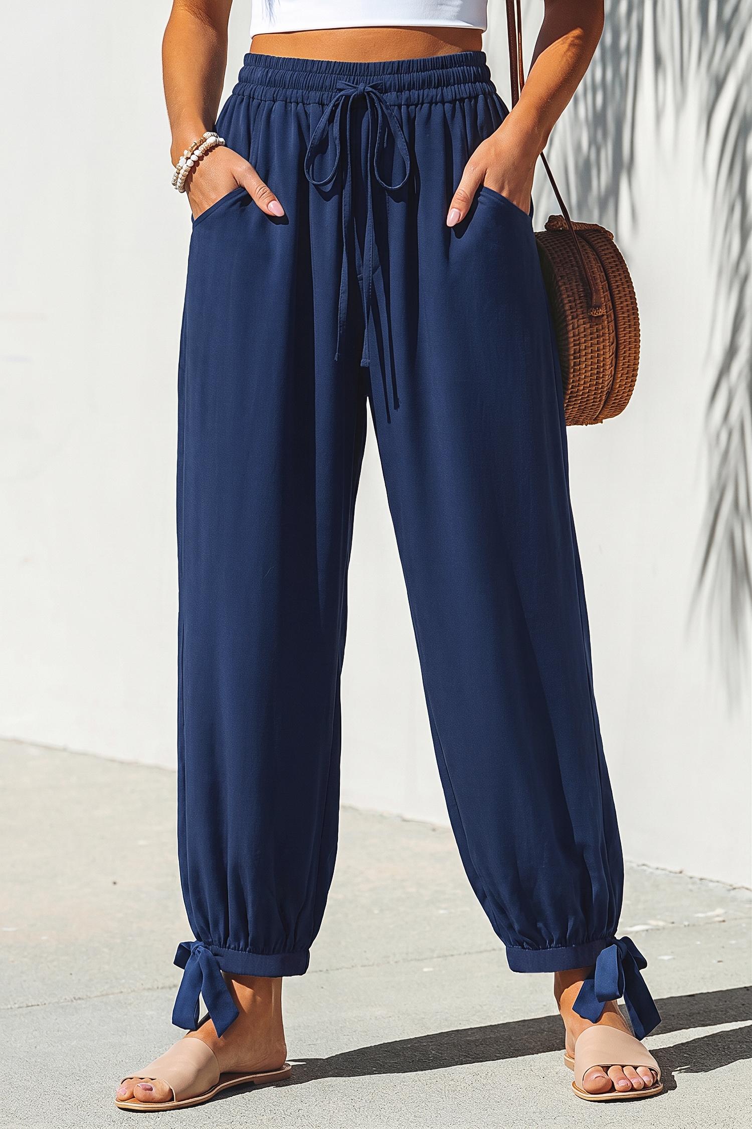 like a glove blue pants - l
