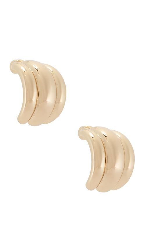 lili claspe elsa shield earrings in metallic gold.