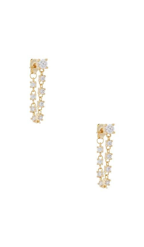 lili claspe esther chain earrings in metallic gold.