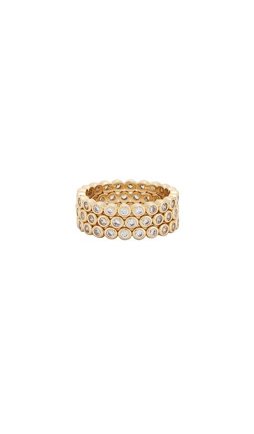 lili claspe mini reese stack in metallic gold. - size 5 (also in 6, 7, 8)