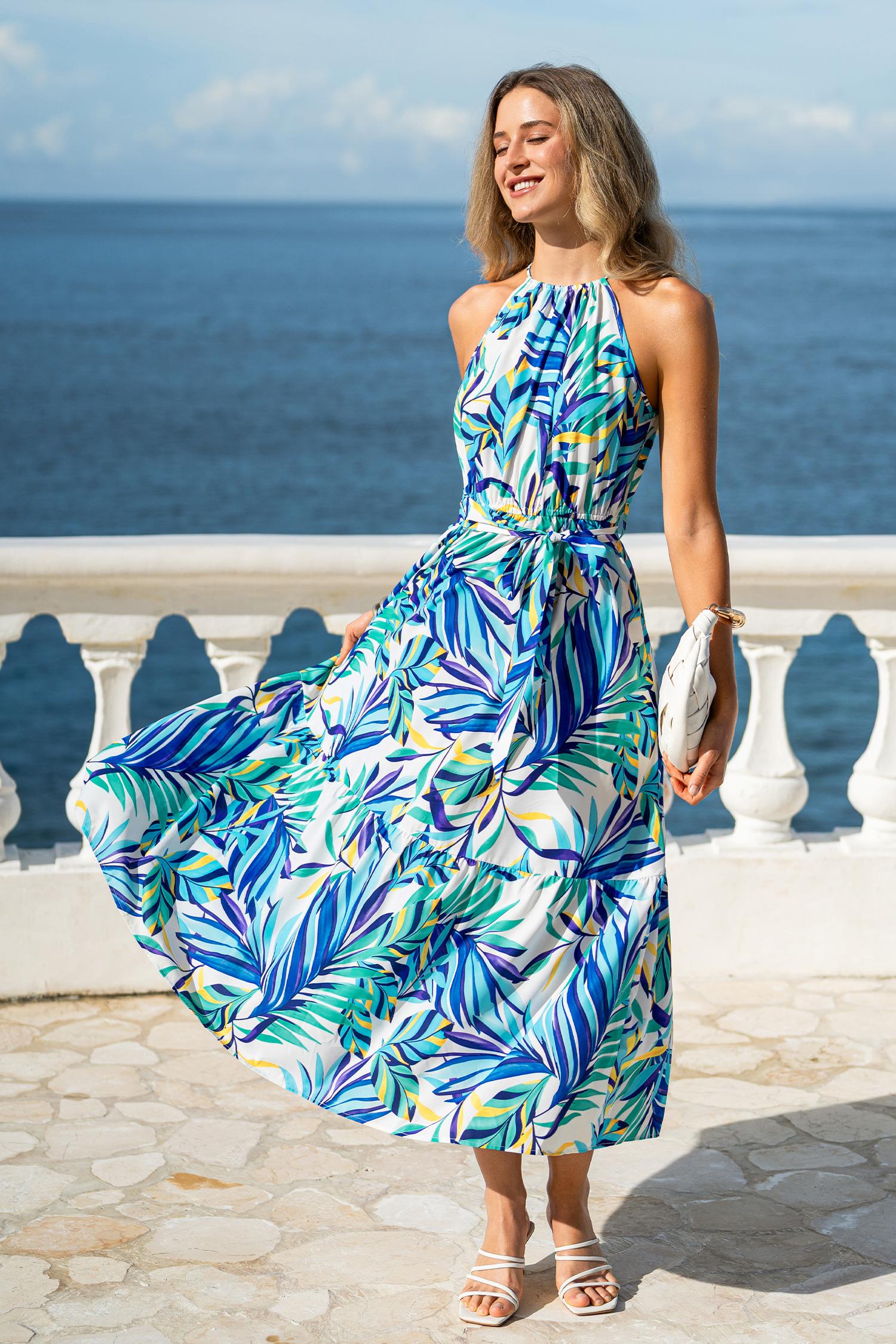 limitless tropical maxi dress - l