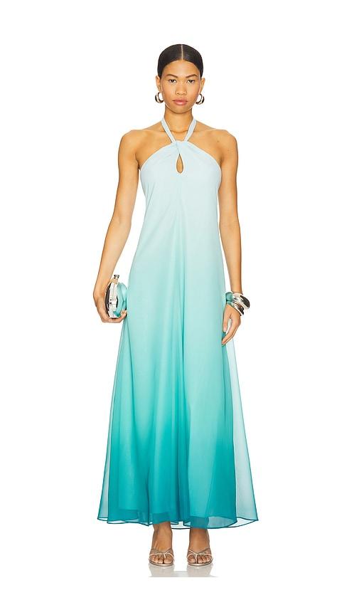 line & dot aden ombre maxi dress in teal. - size m (also in s, xs)