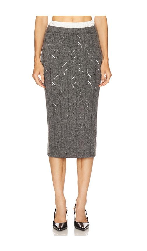 line & dot alena midi skirt in grey. - size m (also in s)