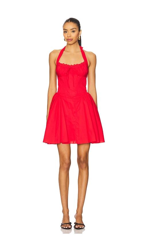 line & dot anessa mini dress in red. - size s (also in xs)