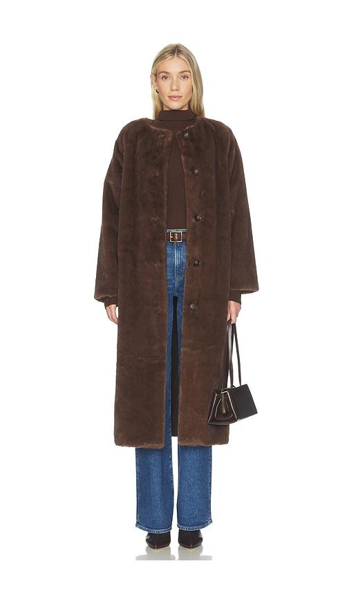 line & dot axel faux fur coat in brown. - size l (also in m, s)