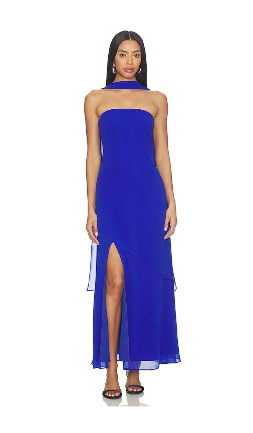 line & dot azure coast scarf dress in royal. - size l (also in xs)
