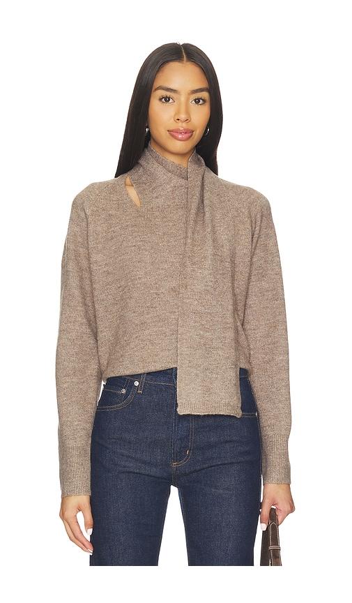 line & dot billie scarf sweater in taupe. - size l (also in m, s, xl, xs)